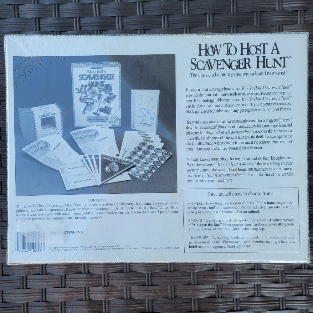 How to Host a Scavenger Hunt (1990) - Traveler Safari Theme New Sealed In Box